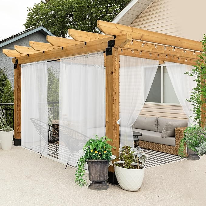 All Weather White Outdoor Sheer Curtains for Patio Waterproof 6 Pcs Rod Pocket Indoor Sheer Voile... | Amazon (US)