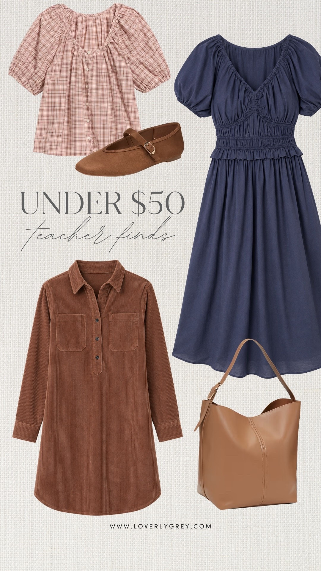 Teacher outfit ideas under $50 with corduroy dresses, plaid blouses, puff sleeve dresses, and comfortable flats. These affordable fall outfits are perfect for busy school days. Budget-friendly teacher fashion that looks polished without overspending.

#LTKootd #LTKgrwm #LTKmomlife