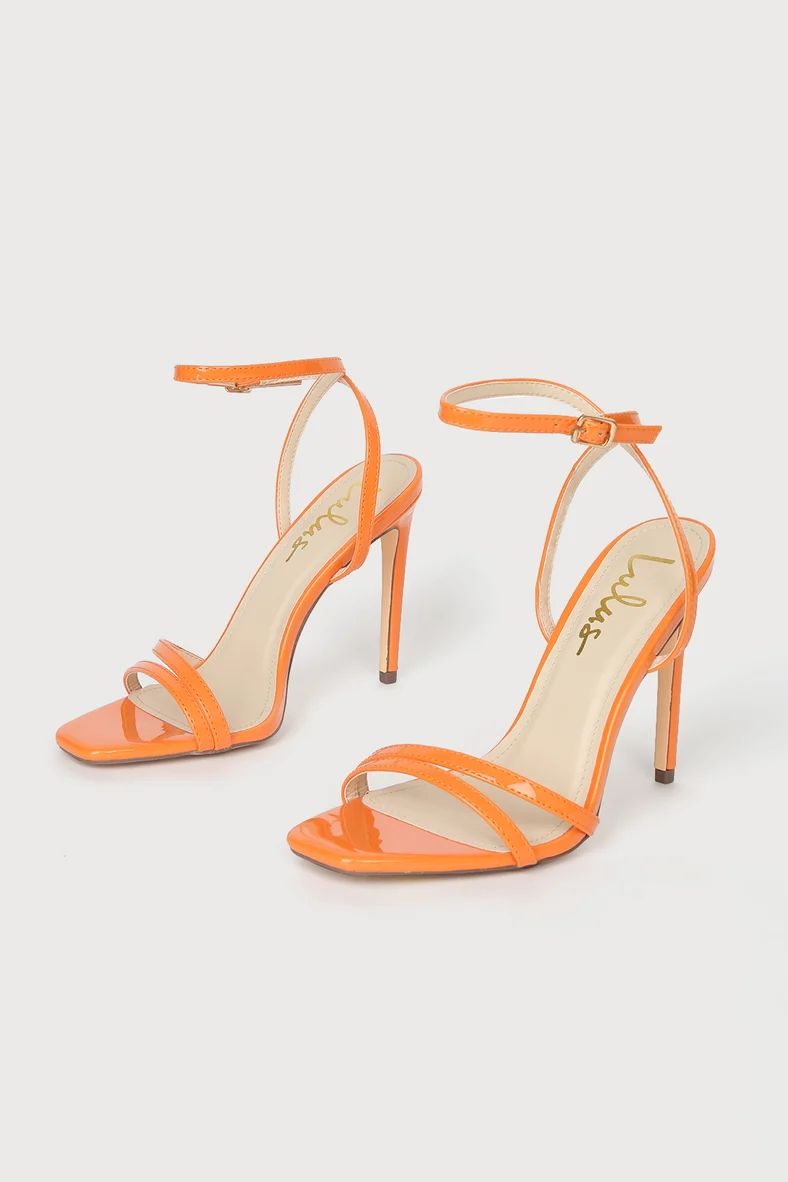 Lianya Orange Patent Ankle Strap Heels | Lulus (US)