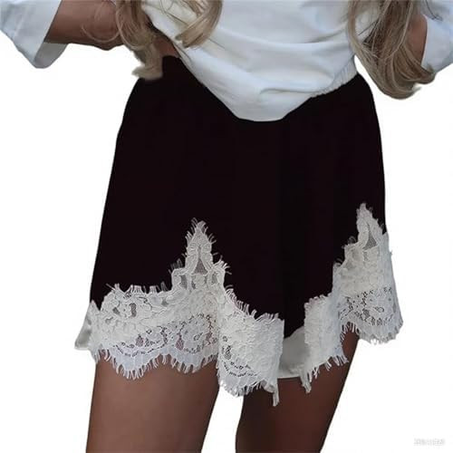 Women's Satin Silk Shorts Lace Trim Patchwork Boxers Mini Micro Low Waist Pajama Boyshorts Lace S... | Amazon (US)