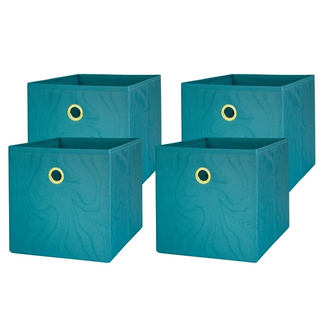 Mainstays Collapsible Fabric Cube Storage Bins (10.5" x 10.5"), 4 Pack, Cool Water Swirl | Walmart (US)