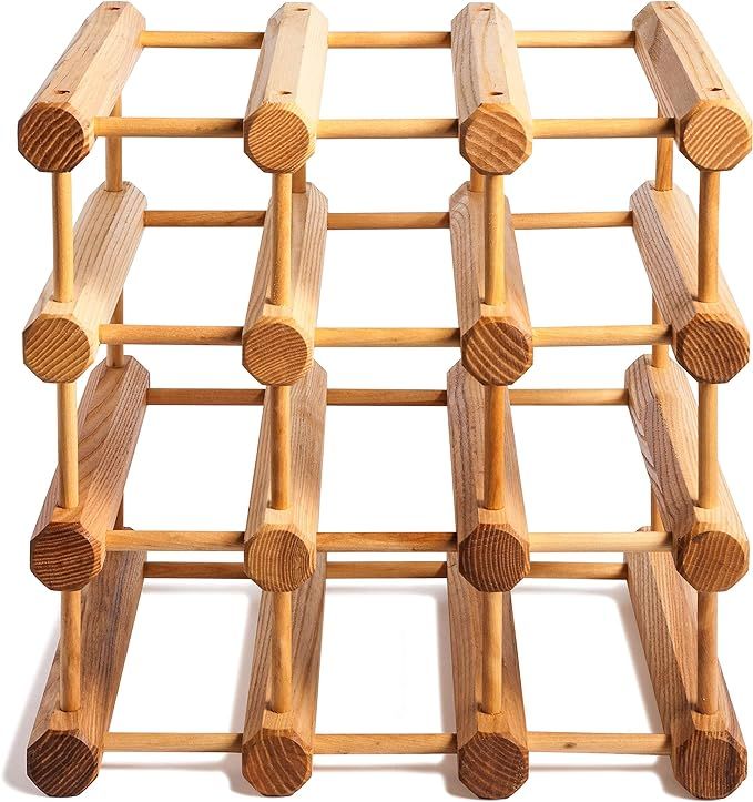 Amazon.com: Wood Stackable Modular Wine Rack Storage Holder with Natural Pins, 12 Bottle, Ash : H... | Amazon (US)