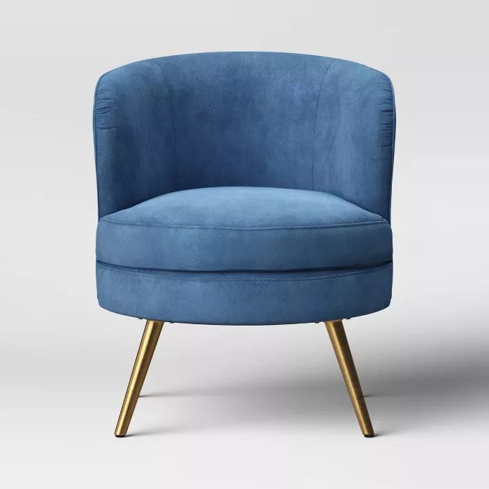 Beadle Accent Chair with Brass Leg Velvet Blue - Project 62&#8482; | Target