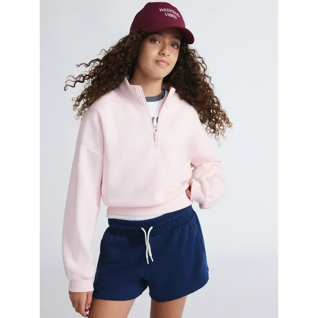 Weekend Academy Girls Fleece Quarter Zip Sweatshirt, Sizes 4-18 | Walmart (US)
