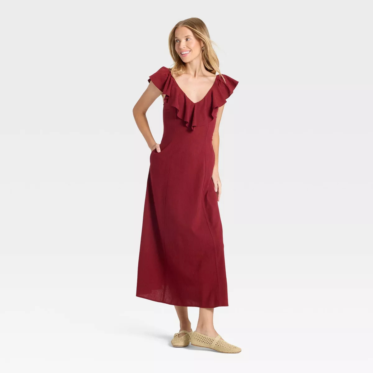 Women's Ruffle Sleeve Maxi A-Line Dress - Universal Thread™ | Target
