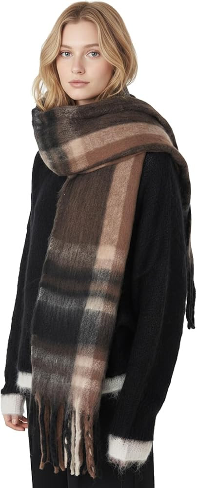 Scarf for Women Winter Warm Long Shawl Large Scarves Cold Weather Thick Blanket Scarfs Colorful P... | Amazon (US)