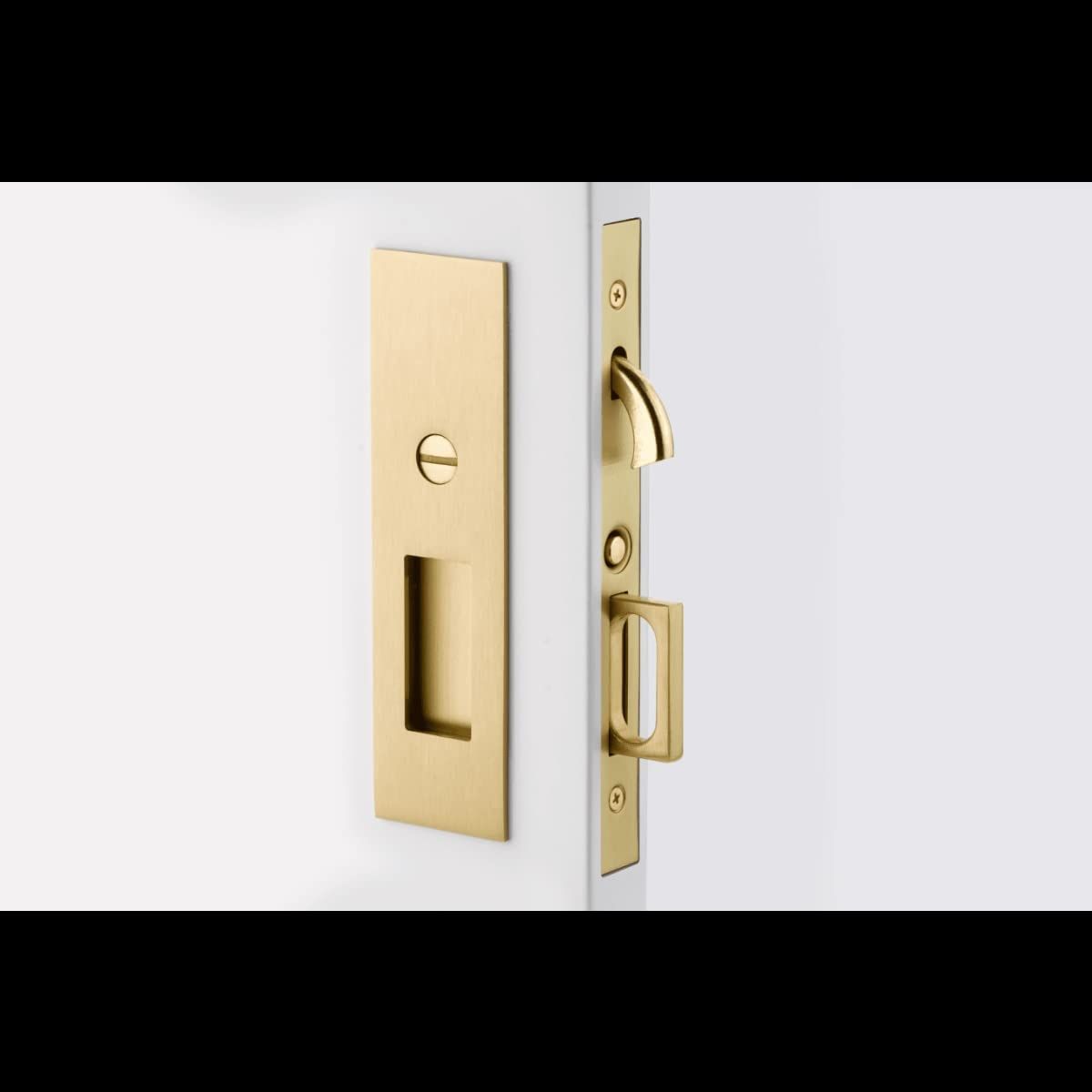 Emtek Pocket Door Mortise - Narrow Modern Rectangular Privacy Function (Satin Brass) | Amazon (US)