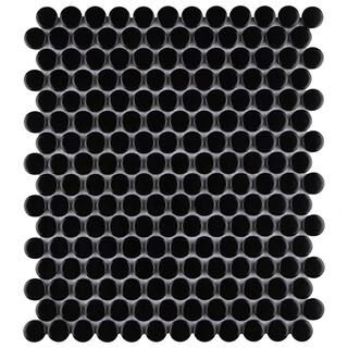 Metro Penny Matte Black 9-3/4 in. x 11-1/2 in. Porcelain Mosaic (8.0 sq. ft./Case) | The Home Depot