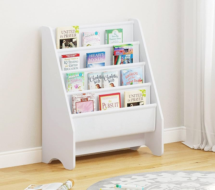UTEX Kids Bookshelf Storage, Book Shelf for Kids Rooms, 4 Tier Sling Toddler Bookshelf, Magazine ... | Amazon (US)