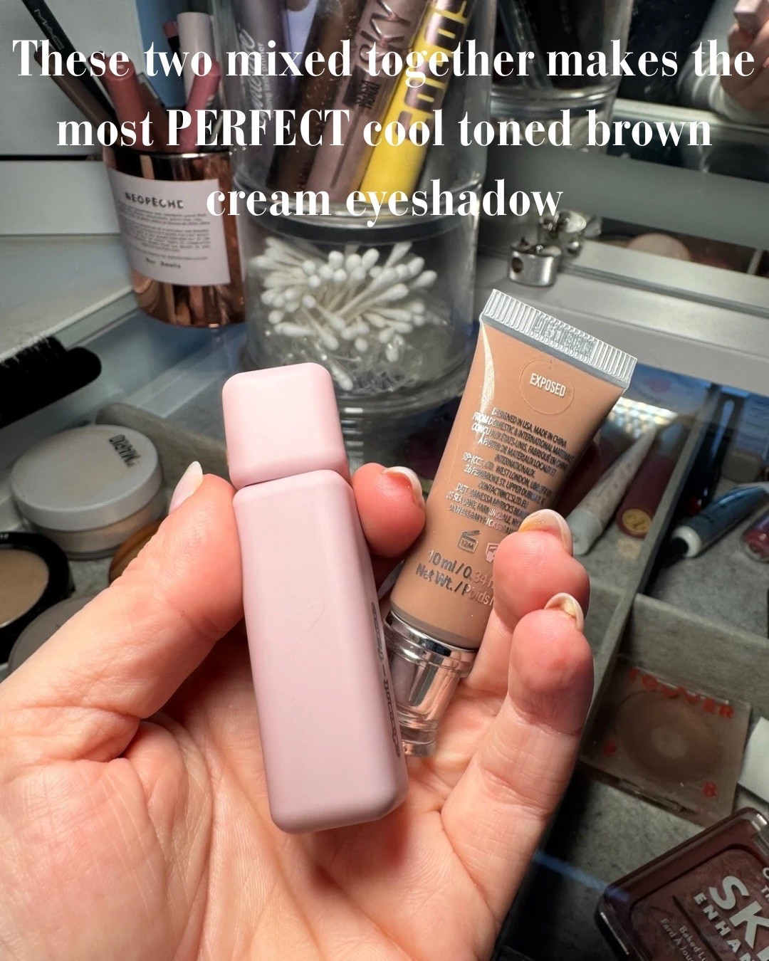 These two mixed together make the most perfect cool-toned brown cream eyeshadow.
I mix a tiny dot of each of theseliquid shadows  and tap it onto my lids for that soft, taupe-brown wash that’s so hard to find.

It blends out effortlessly, looks natural, and doesn’t crease or pull orange. This is my go-to when I want definition without a full eyeshadow look.

Both products are linked in LTK 🤍 Save this if you love simple, one-and-done eye makeup.

#LTKbeauty #creameyeshadow #cooltonemakeup #everydaymakeup #minimalmakeup #corporategirliebeauty #makeuphack #beautyroutine