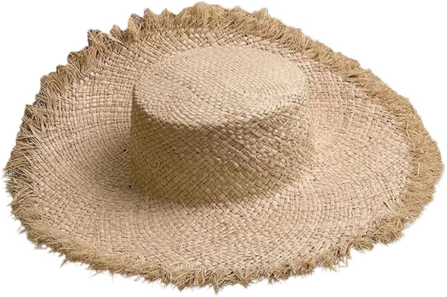 Women's Large Wide Brim Straw Hats Woven Crew Top Beach Summer Hollow Out Straw Hat | Amazon (US)