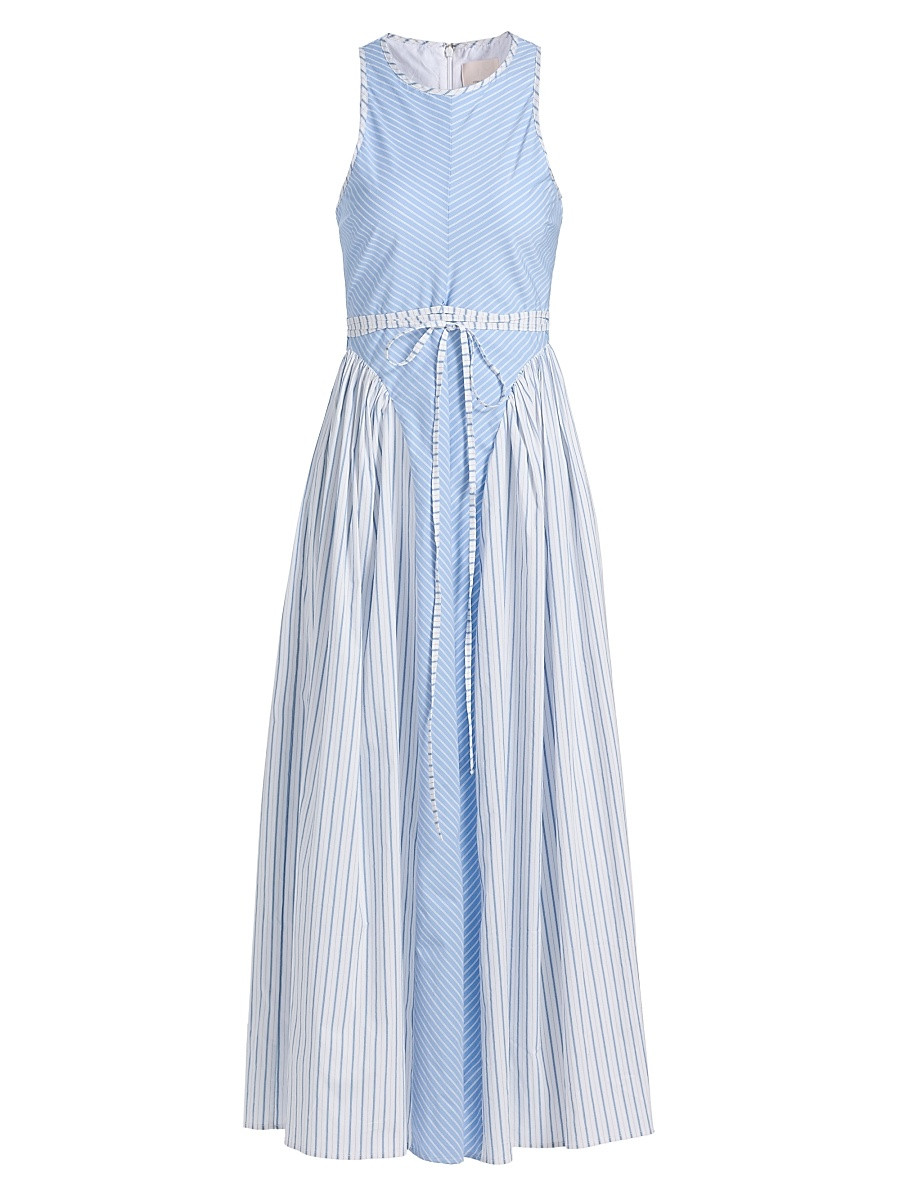Women's Emin Striped Poplin Midi-Dress - Cornflower White - Size 0 | Saks Fifth Avenue