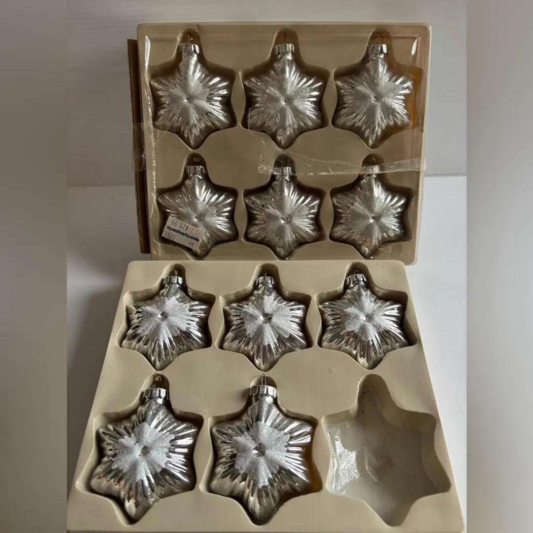 Vintage Silver Glass Star Ornaments Set of 11 Mid Century Christmas Decor | Etsy (US)