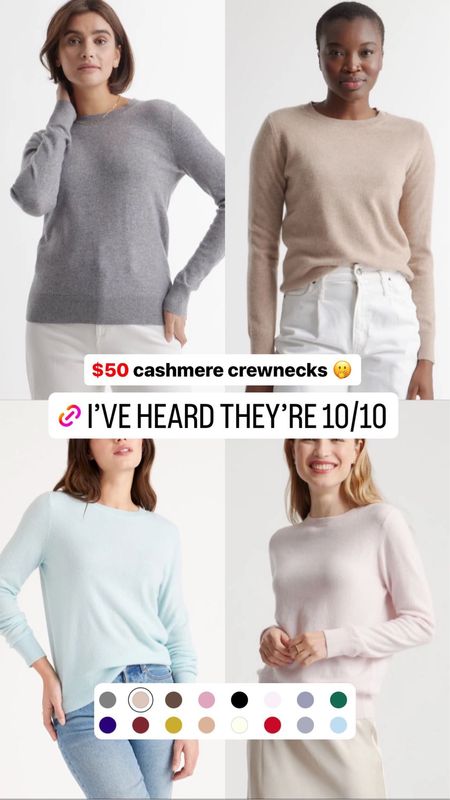 $50 cashmere crewnecks! I’d size up one size. The quality is incredible! 👏🏻 #cashmere #crewnecksweater #wintersweater 

#LTKfindsunder50 #LTKCyberWeek #LTKGiftGuide