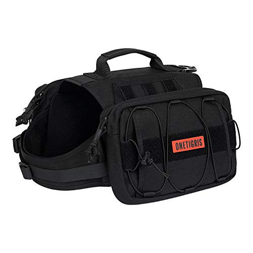 OneTigris Dog Backpack for Hiking Nylon Dog Harness Backpack with Side Pockets for Large Dog with 22"-31.5" Neck Girth and 29"-35.8" Chest Girth (Black) | Amazon (US)