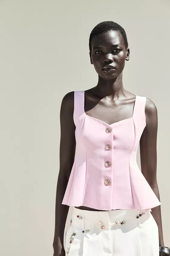 STRETCH PEPLUM VEST TOP | Zara US