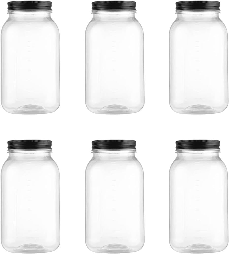 novelinks 32 OZ Clear Plastic Mason Jars with Lids - Dishwasher Safe Plastic Mason Jars 32 OZ Pla... | Amazon (US)