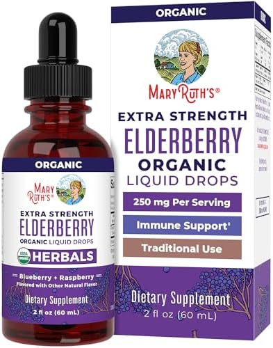 MaryRuth Organics Elderberry Syrup Extra Strength, USDA Organic Elderberry, Sugar Free Adults & K... | Amazon (US)