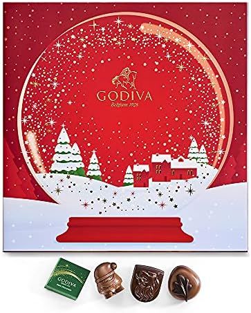 Godiva Chocolatier Holiday 2022 Red Advent Calendar – Snow Globe Gift Box with Assorted Dark, M... | Amazon (US)