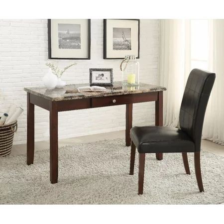 Desk & Chair, Brown Faux Marble, 2 Piece Pack | Walmart (US)