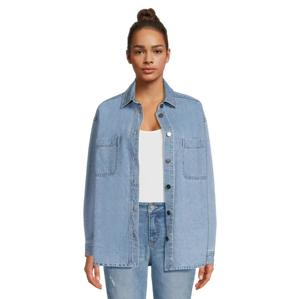 No Boundaries Juniors’ Denim Shacket | Walmart (US)