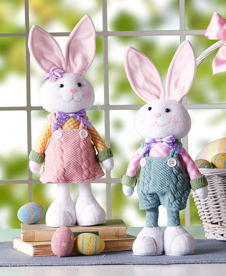 Fabric Easter Bunnies In Pink Or Blue Dress | Etsy (US)
