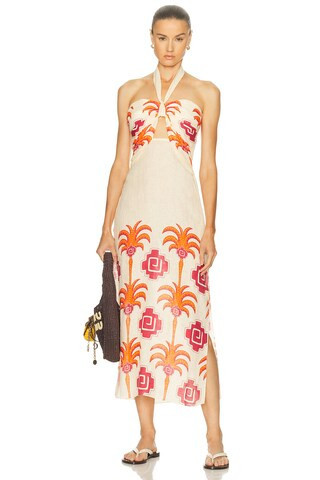 Johanna Ortiz Water Adventure Ankle Dress in Cream,Orange | FWRD 