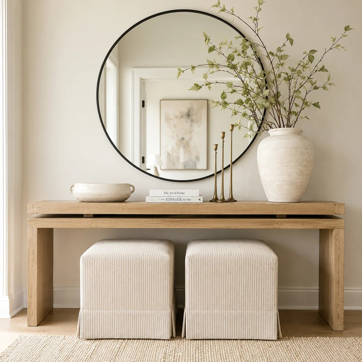 60" Farmhouse Console Table – Solid Wood & MDF Entryway Table(Antique Natural) | Wayfair North America