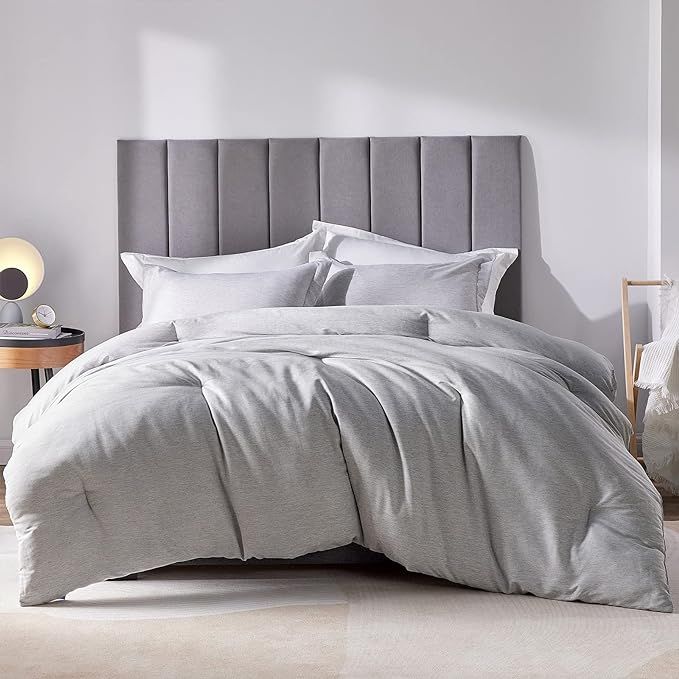 CozyLux Queen Size Comforter Set - 3 Pieces Grey Soft Luxury Cationic Dyeing Bedding Comforter fo... | Amazon (US)