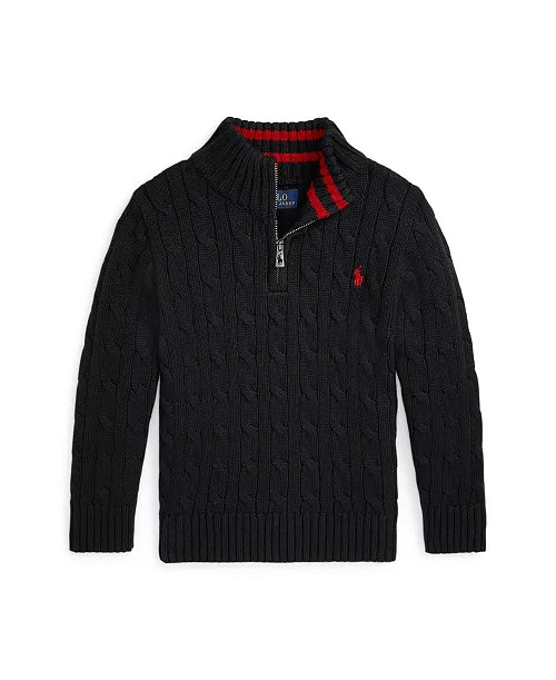 Boys 2-7 Cable-Knit Cotton Quarter-Zip Sweater | Macy's