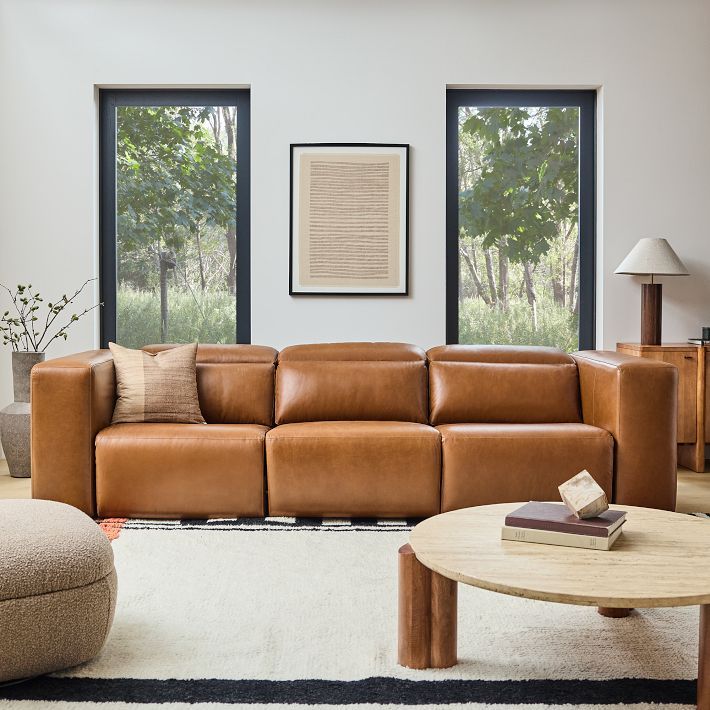 Leo Motion Reclining Leather Sofa (91"–123") | West Elm (US)