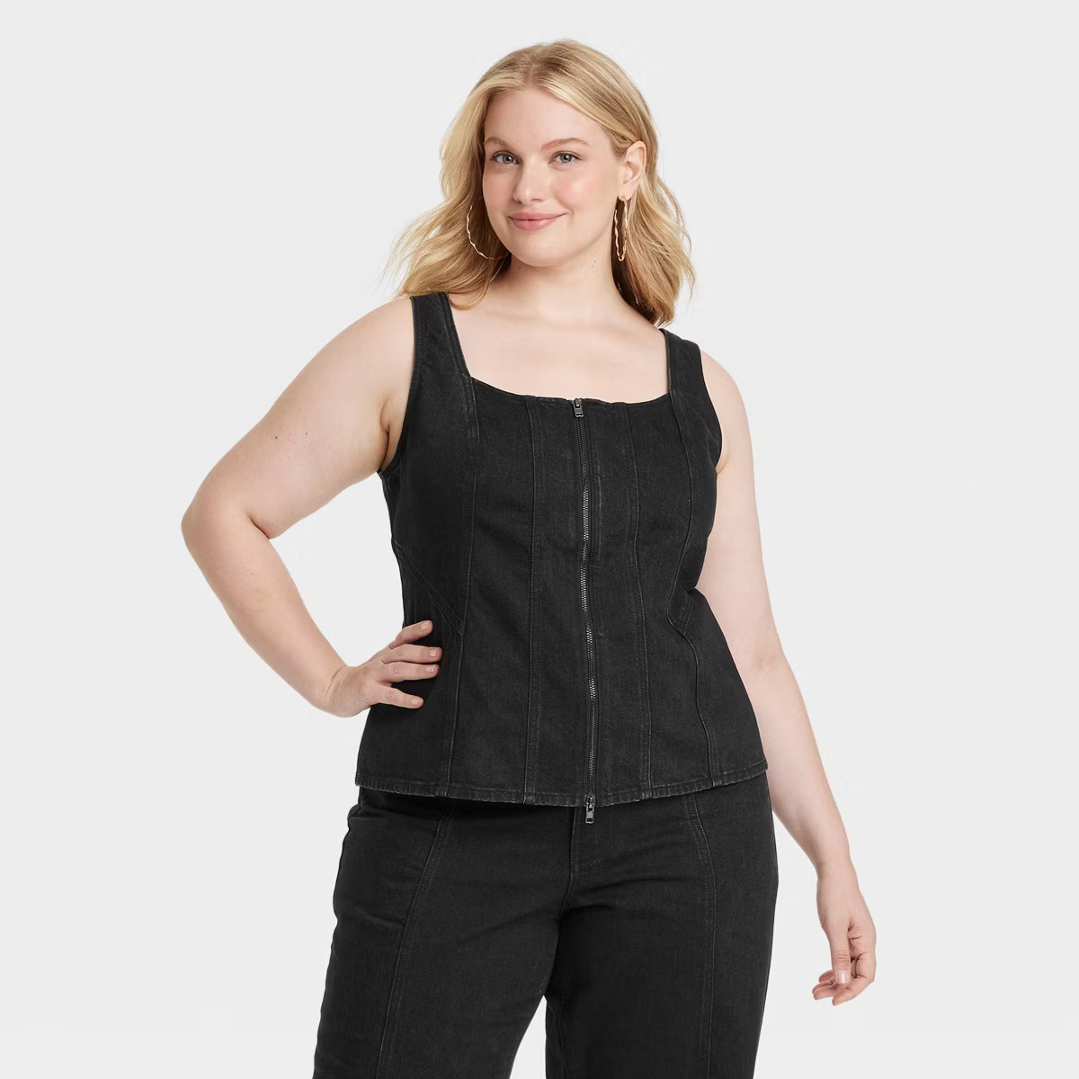 Women's Slim Fit Denim Corset Top - Universal Thread™ Black | Target