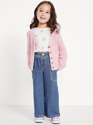 Pull-On Baggy Wide-Leg Cargo Jeans for Toddler Girls | Old Navy (US)