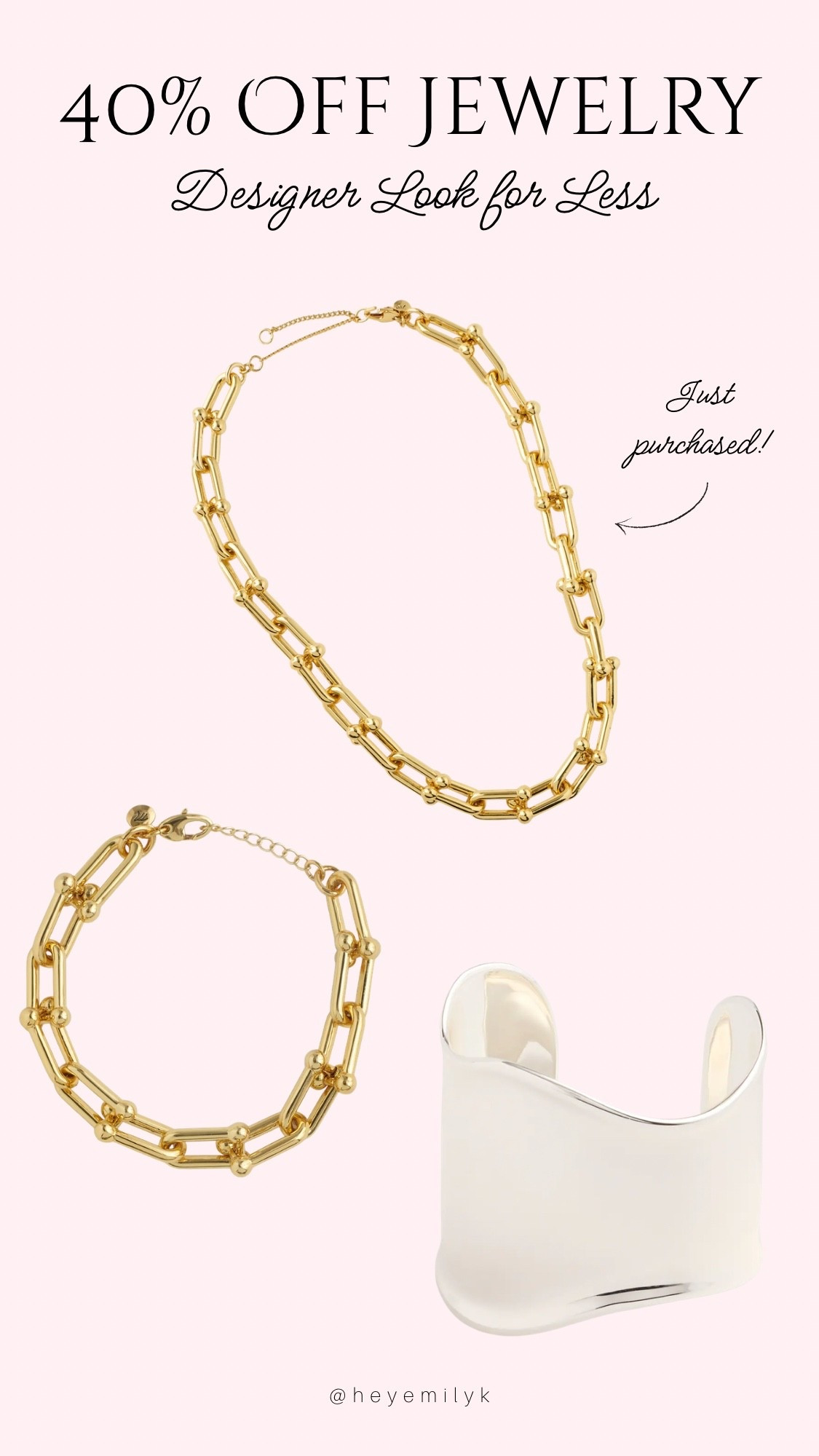 Obsessed with this look for less jewelry that is now 40% off! Just bought the necklace and I may have to grab the cuff too! 

#LTKFindsUnder50 #LTKGiftGuide #LTKCyberWeek