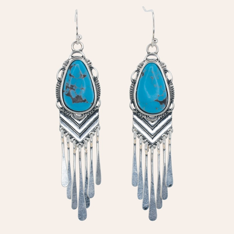 Justin Silver & Turquoise Teardrop Chandelier Earrings | Cavender's