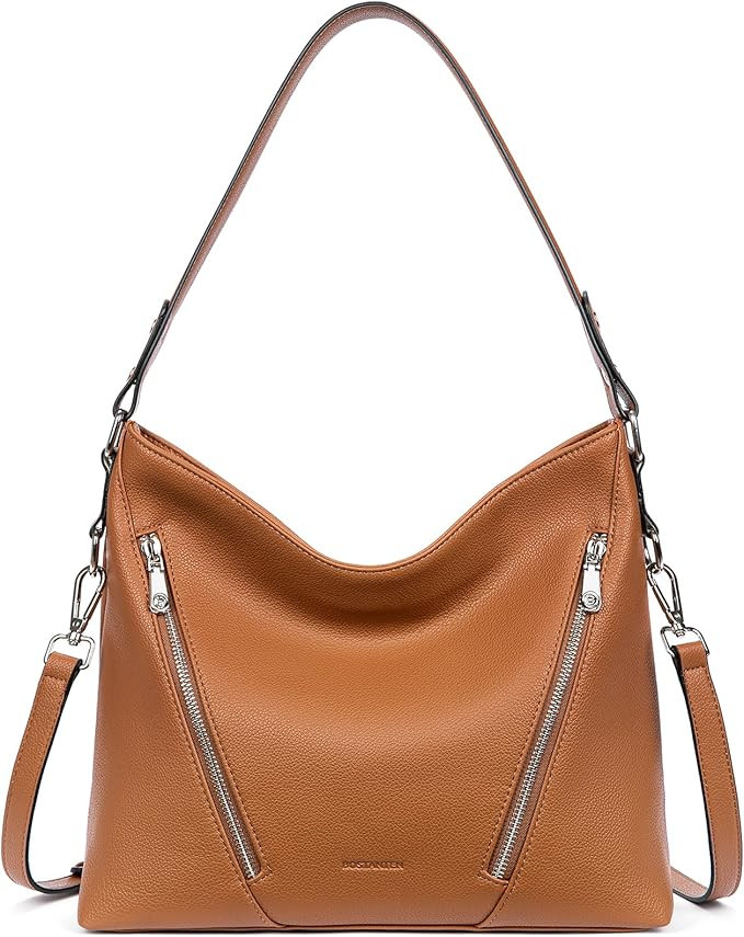 BOSTANTEN Women Purse and Handbag Vegan Leather Shoulder Hobo Bags with Multi Pockets and Removab... | Amazon (US)