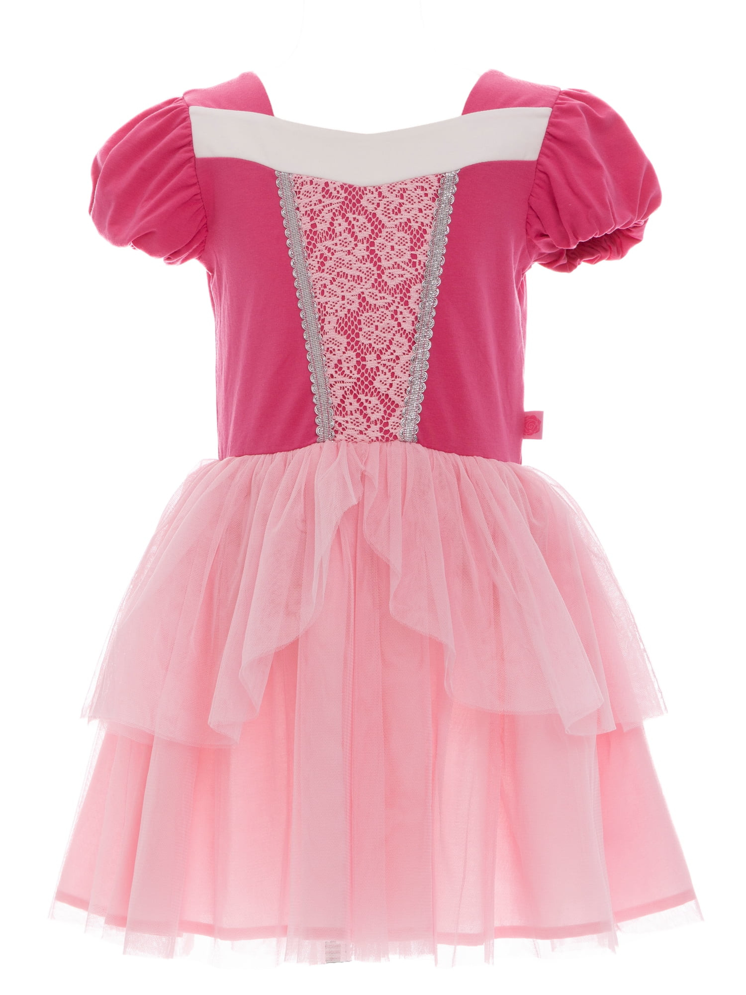 Disney Princess Girls Sleeping Beauty Aurora Cosplay Dress with Puff Sleeves, Sizes 4-12 | Walmart (US)