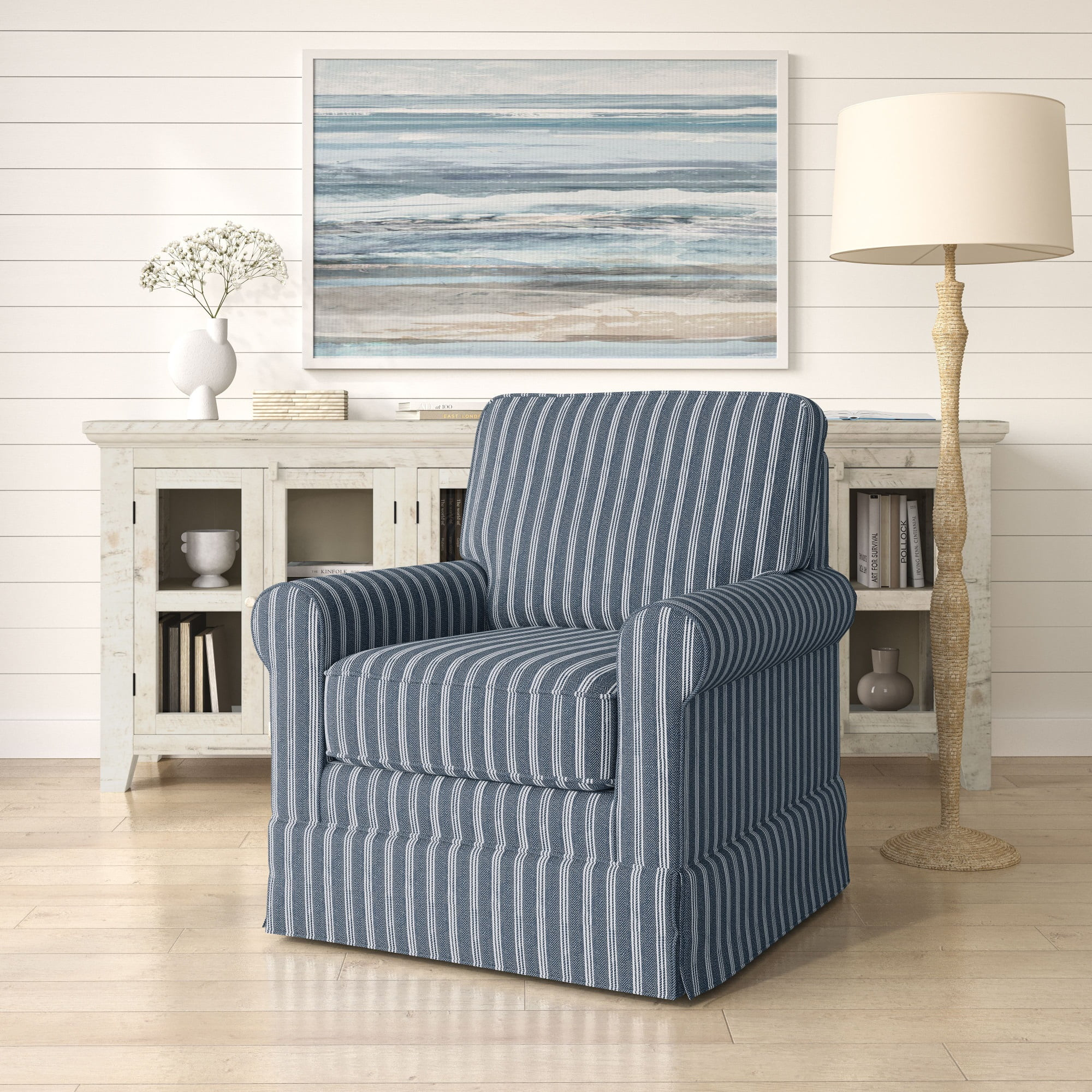Jofran Riley Traditional Striped Upholstered Skirted Swivel Accent Chair - Walmart.com | Walmart (US)