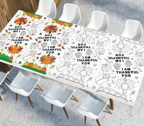 AKEROCK Thanksgiving Coloring Tablecloth Party Decorations, Thanksgiving Crafts for Kids - Games,... | Amazon (US)