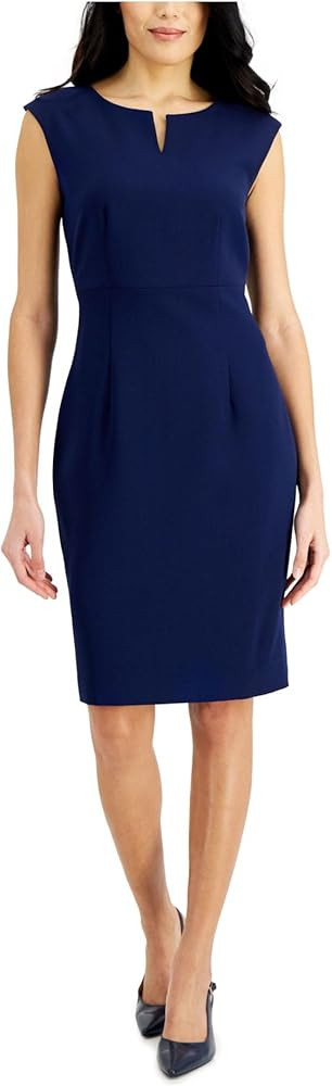 Kasper Women's Sleevless Sheath Dress with Notch Neckline | Amazon (US)
