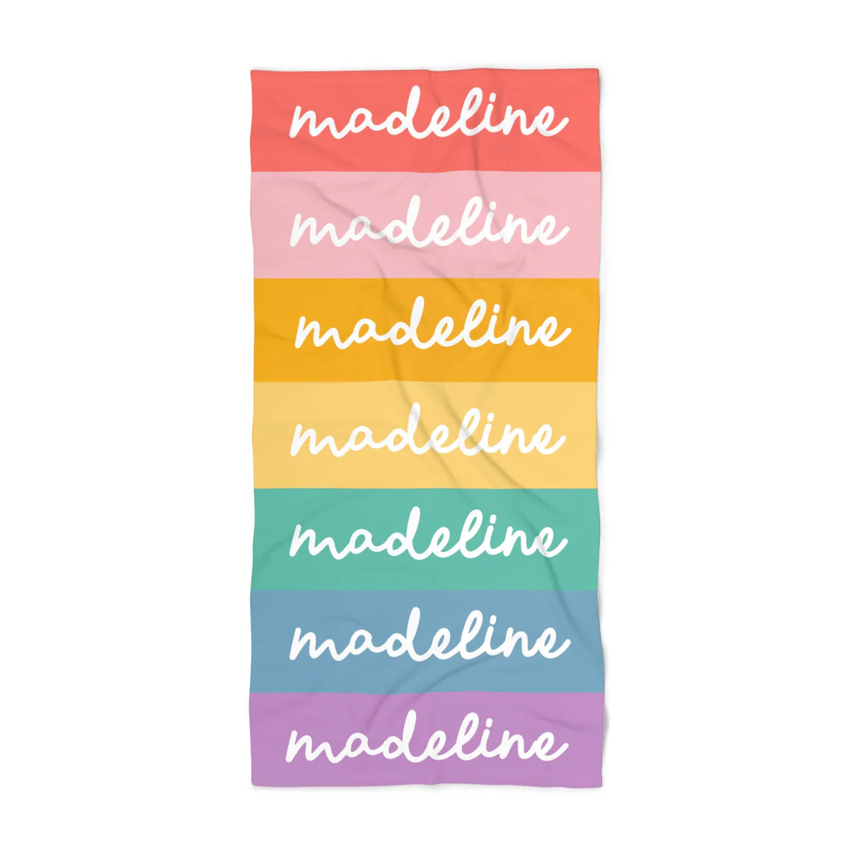 Personalized Rainbow Beach Towel - Custom Name Vacation Gift Groovy Retro Style | The Little Lemons Company