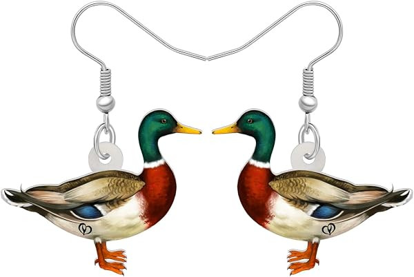 NEWEI Cute Mallard Duck Earrings Dangle Acrylic Ducks Decorations Gifts For Women Green Stuff Cha... | Amazon (US)