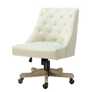 JAYDEN CREATION Jovita Ivory Button-Tufted Upholstered 17.5 in.-21.5 in. Adjustable Height Swivel... | The Home Depot