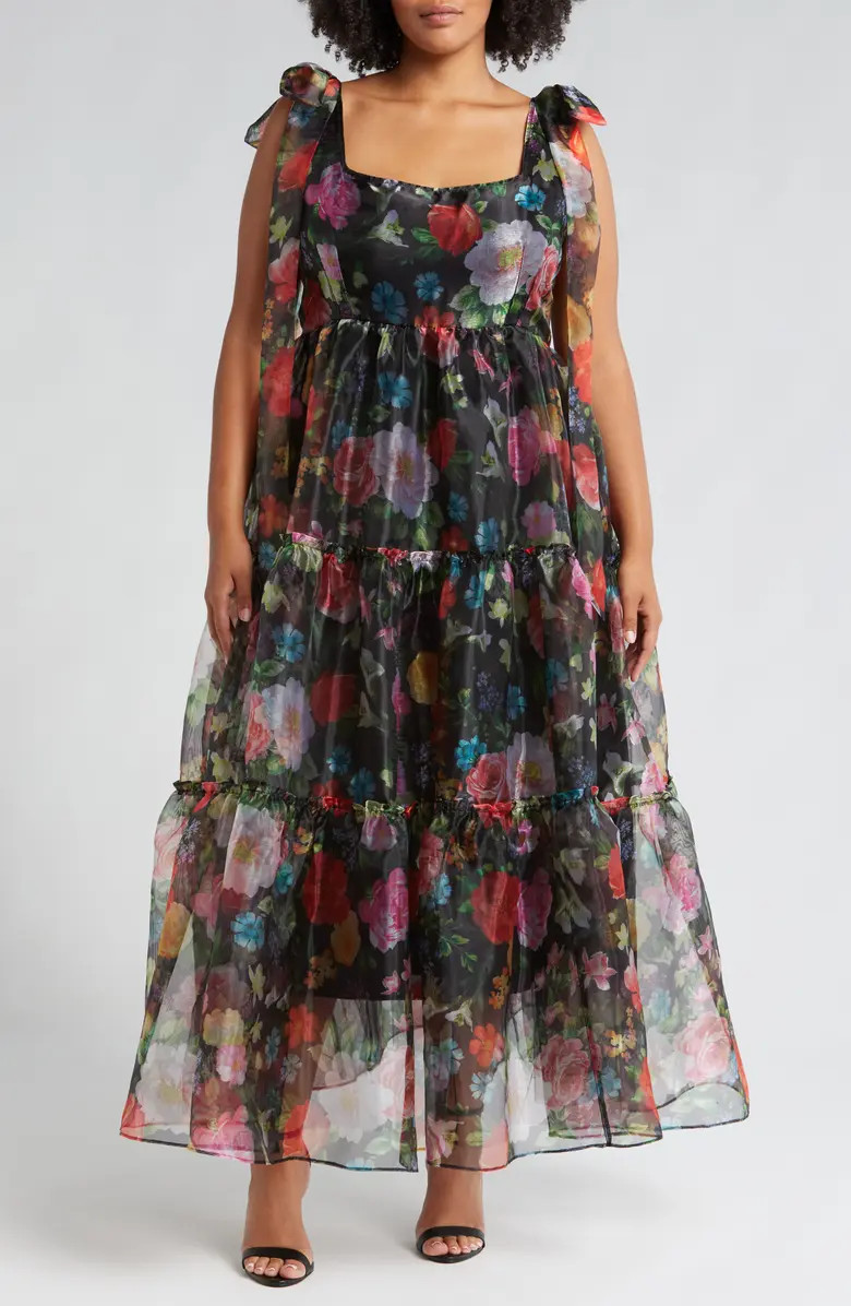 Floral Bow Shoulder Maxi Dress | Nordstrom