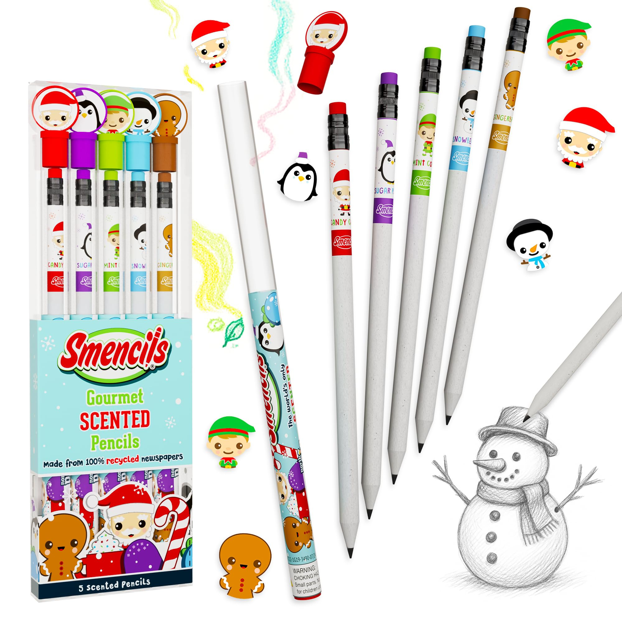 Holiday Smencils - HB #2 Scented Fun Pencils, 5 Count - Stocking Stuffer, Gifts for Kids, School ... | Amazon (US)
