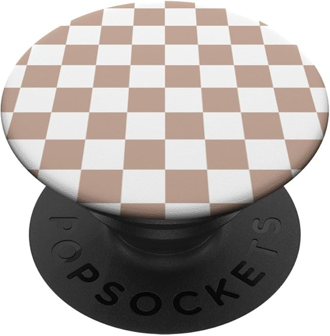 Checkerboard Brown and White - Checkered Pattern Checker PopSockets Adhesive PopGrip | Amazon (US)