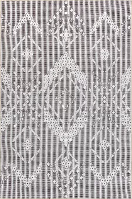 Light Grey Emilia Striped Washable Indoor/Outdoor 5' x 8' Area Rug | Rugs USA