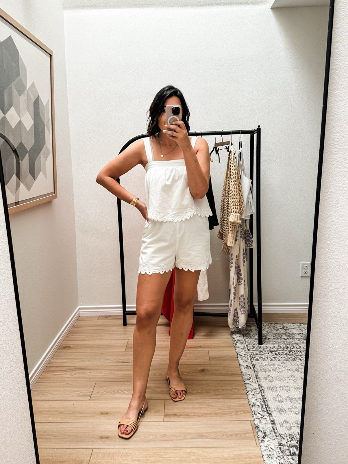 This set is adorable as well! The shorts fit PERFECTLY. I’m in the large and they’re just a touch big which is what I prefer. Tight white shorts are not for me. I’d say they run slightly loose, but for a size 8 the large is perfect. 

None sheer as well!

This top runs small :/ It’s the straps and the band around the chest. (You can see it here, how it’s tight.) I did the straps to their longest setting and it was long enough but the band was so tight, it wasn’t comfortable. However if you are more narrow around this area, you’ll be fine! THis one also has the built in shelf for boobs, which again is great if you don’t need much lift or support.I just have a fear of my boob falling out of the bottom of these things, so it’s a no for me. 

 #LTKSummerEdit #LTKOver40 #LTKMidsize