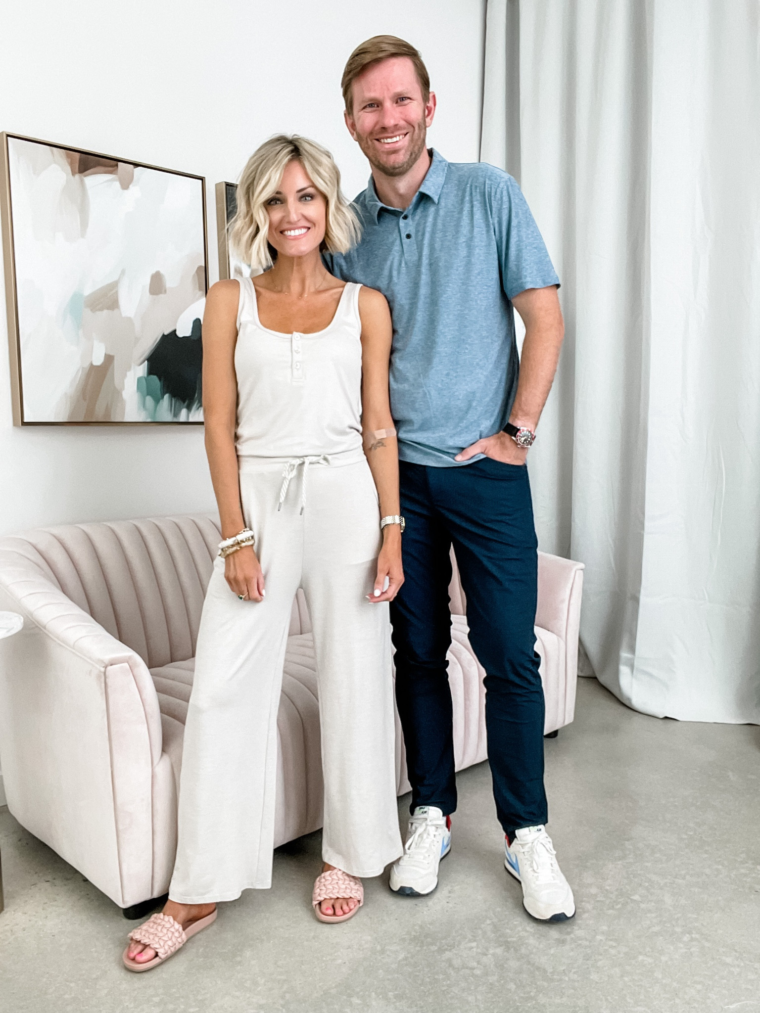 Vuori finds for him and her! Loverly Grey is wearing an XS in the jumpsuit and Loverly Chris is wearing a large in the polo and 33x32 in the pants! @vuoriclothing #ad 

#LTKfit #LTKstyletip #LTKFind