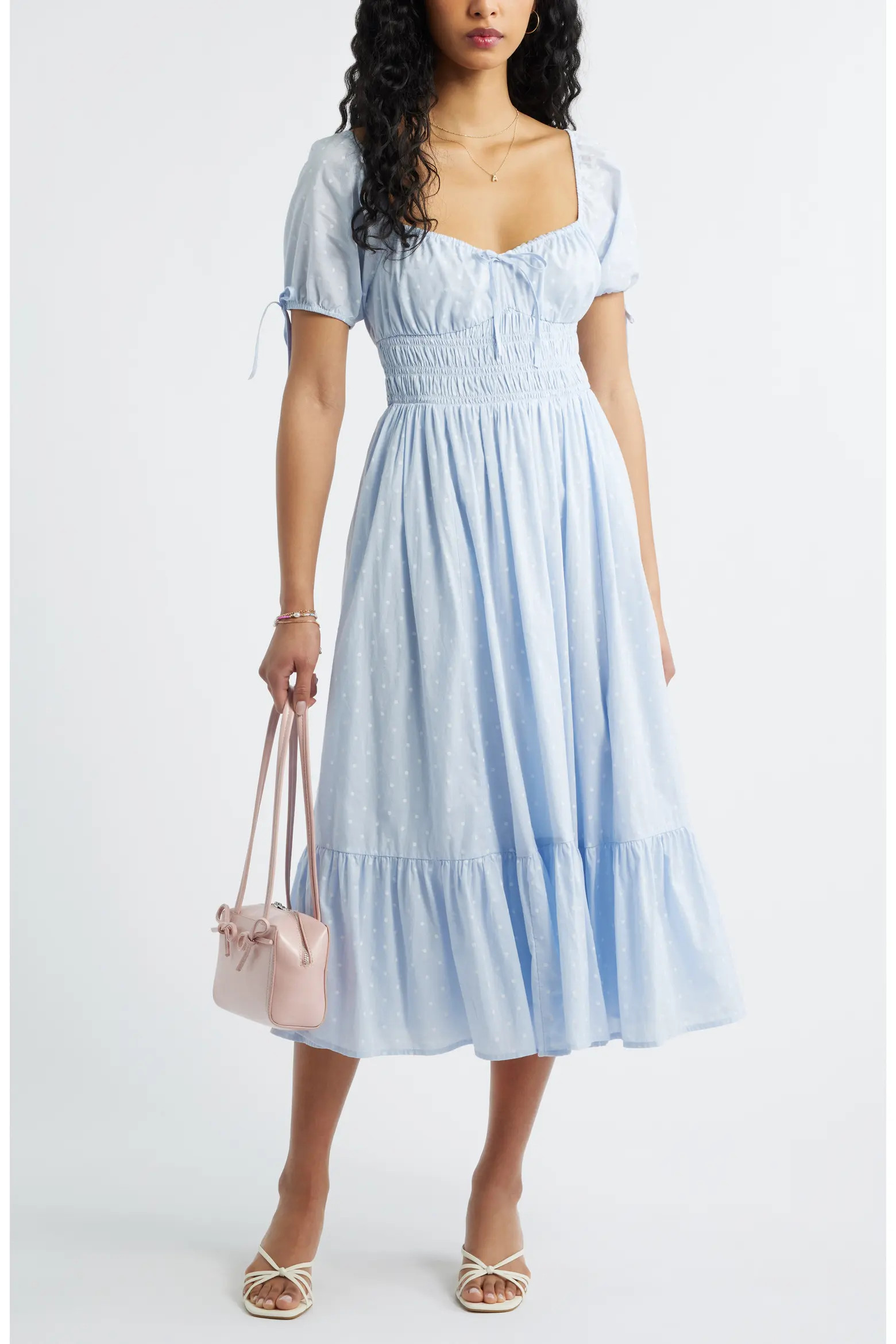 Sweetheart Puff Sleeve Midi Dress (Women) | Nordstrom | Nordstrom